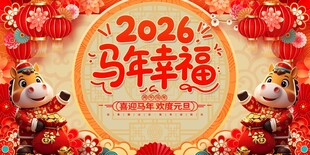 马年2026年新年系列展板背景