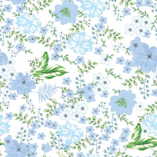 蓝白花卉清新图案