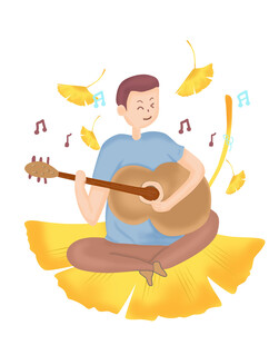 弹吉他卡通插画