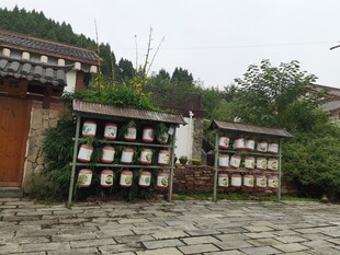 古建旁的转经筒阵列