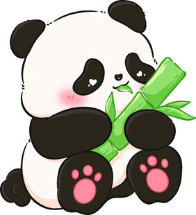 可爱熊猫抱竹子