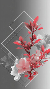 红粉花卉几何图案装饰图