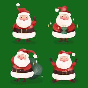 圣诞老人多样姿态插画