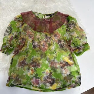 复古印花短袖上衣