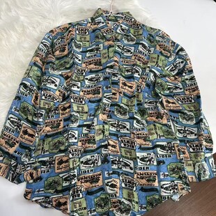 多彩图案复古风长袖衬衫