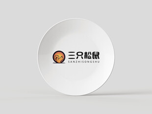 三只松鼠品牌白色圆盘样机