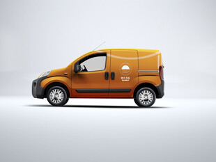 橙色小型厢式货车模型样机