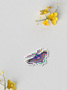 彩色小鸟刺绣贴饰样机