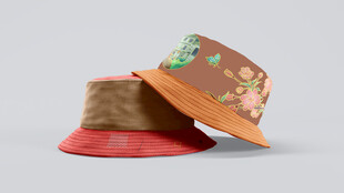 时尚花卉图案渔夫帽样机