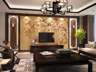 现代中式风格客厅全景