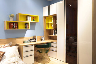 现代简约儿童房书桌衣柜组合