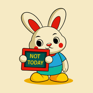 兔子举牌NOT TODAY