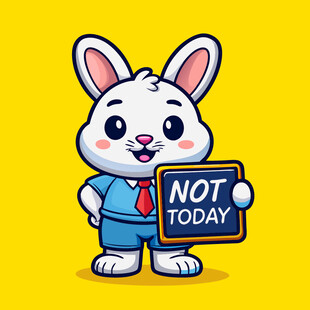 兔子举牌NOT TODAY
