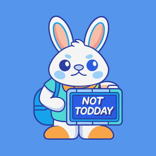 兔子举牌NOT TODAY