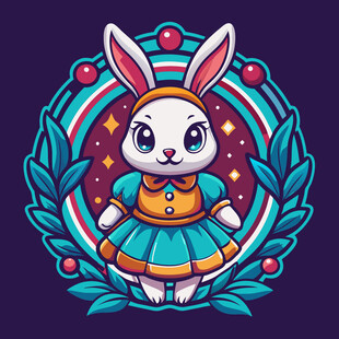 可爱兔女郎卡通形象设计