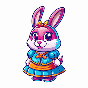可爱卡通装扮小兔子