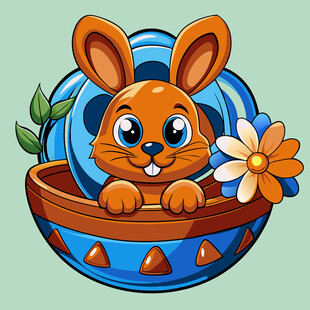 篮子里的可爱兔子