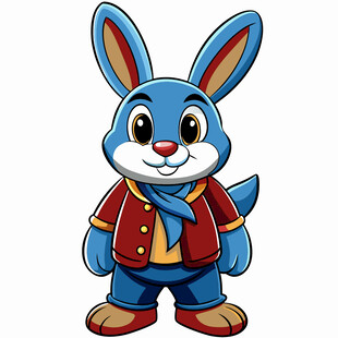 可爱蓝色兔子卡通形象
