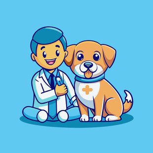 兽医与可爱小狗温馨一刻