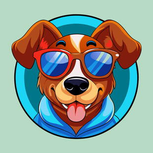 戴墨镜的俏皮狗狗头像