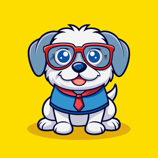 戴眼镜的可爱小狗