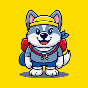 背着背包的可爱小狗