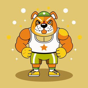 强壮的卡通斗牛犬形象