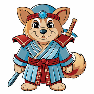 穿古装持剑的可爱狐狸