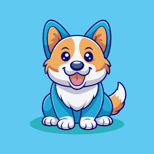 可爱坐姿小柯基