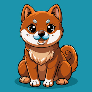 可爱坐姿柴犬卡通形象