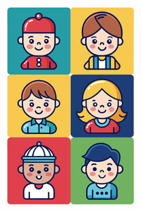 多彩卡通儿童头像集合