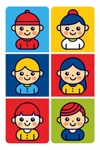 多彩卡通儿童头像集合