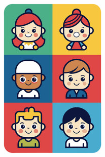 多彩卡通人物头像集合