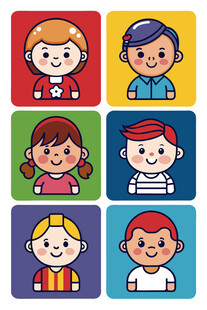 多彩卡通儿童头像集合