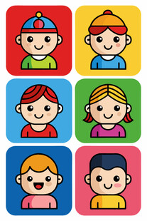 多彩儿童头像图标