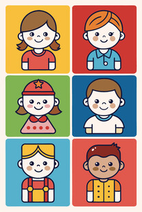 多彩儿童形象插画