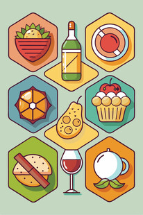 多彩美食图标集合
