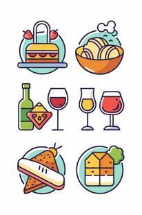 多样美食与饮品图标集