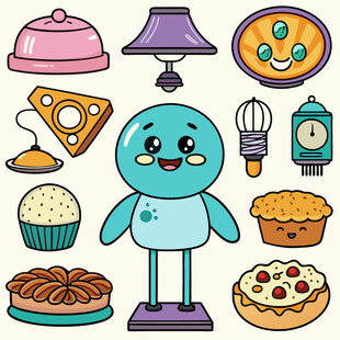 可爱小鸟与美味烘焙食品
