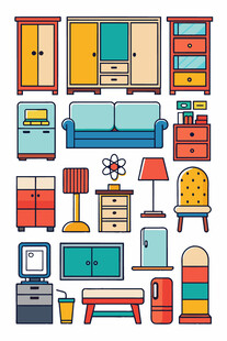 多彩家居家具元素集合