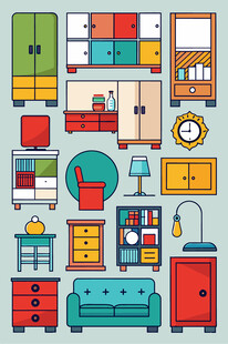 多彩家居家具元素集合
