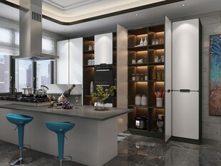 现代时尚开放式厨房空间
