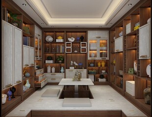 现代中式风格书房设计