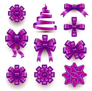 紫色精美蝴蝶结装饰集合