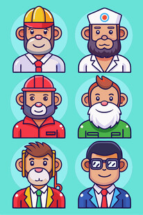多样职业人物头像集合