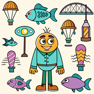 卡通人物与奇幻元素集合