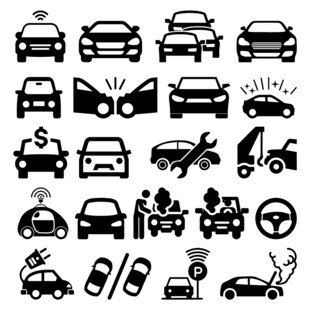 汽车事故相关图标集合