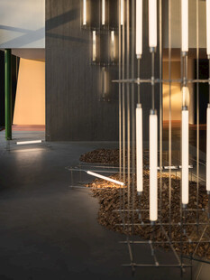 现代室内金属柱装饰场景