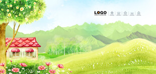 田园小屋风景图