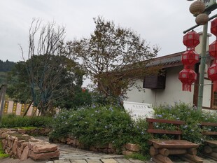 中式庭院红灯笼点缀景致